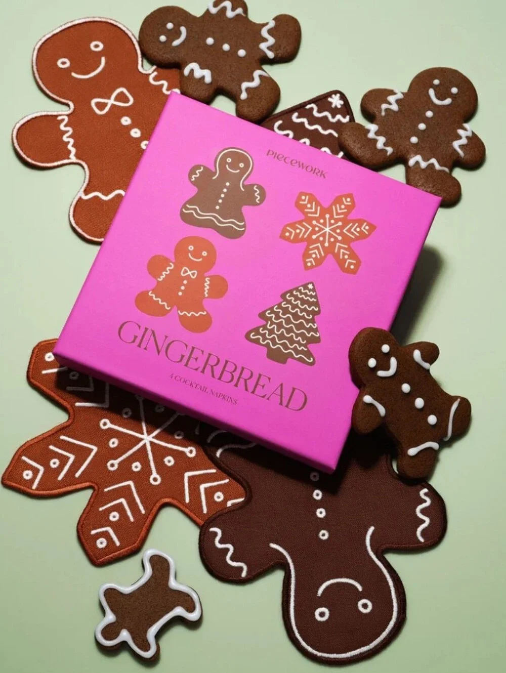 Piecework Gingerbread Linen Napkins